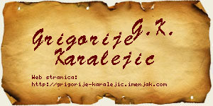 Grigorije Karalejić vizit kartica